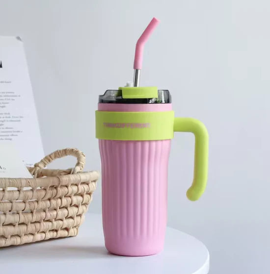 Straw Handle Thermos Cup